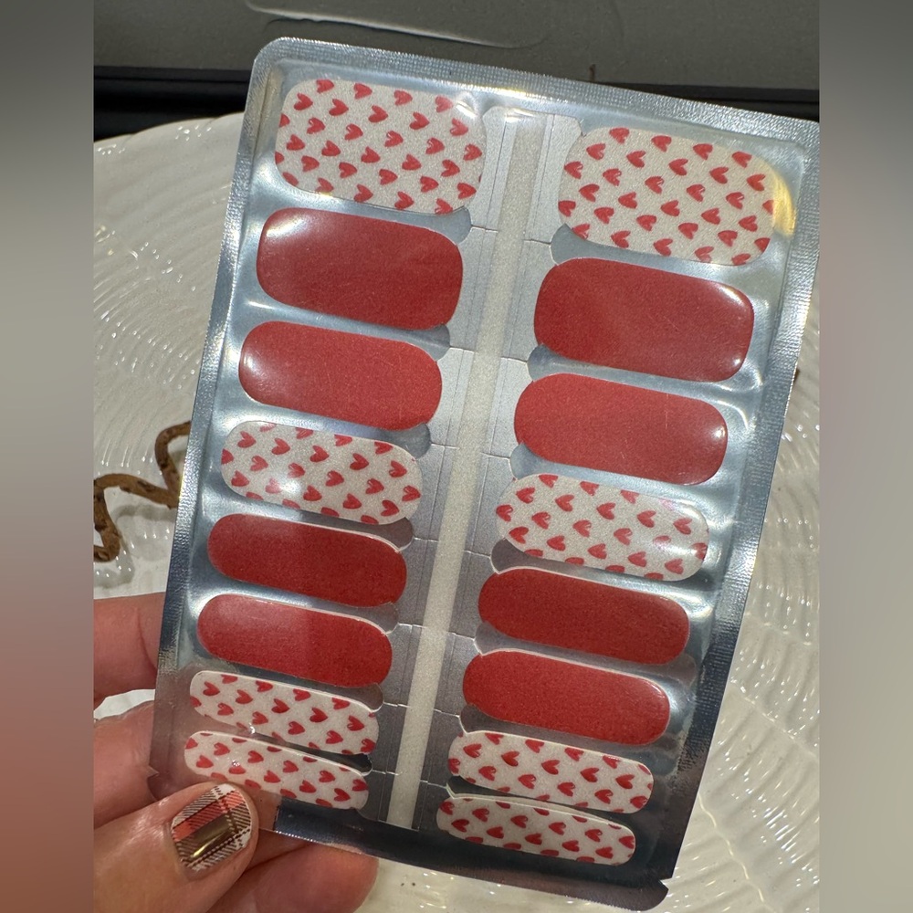 Sweet Hearts Nail Wraps | Red Heart & Solid Design | DIY Nail Stickers